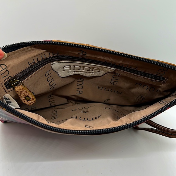 Anuschka Anna Hand Painted Floral Wristlet Purse Bag - Picture 5 of 5